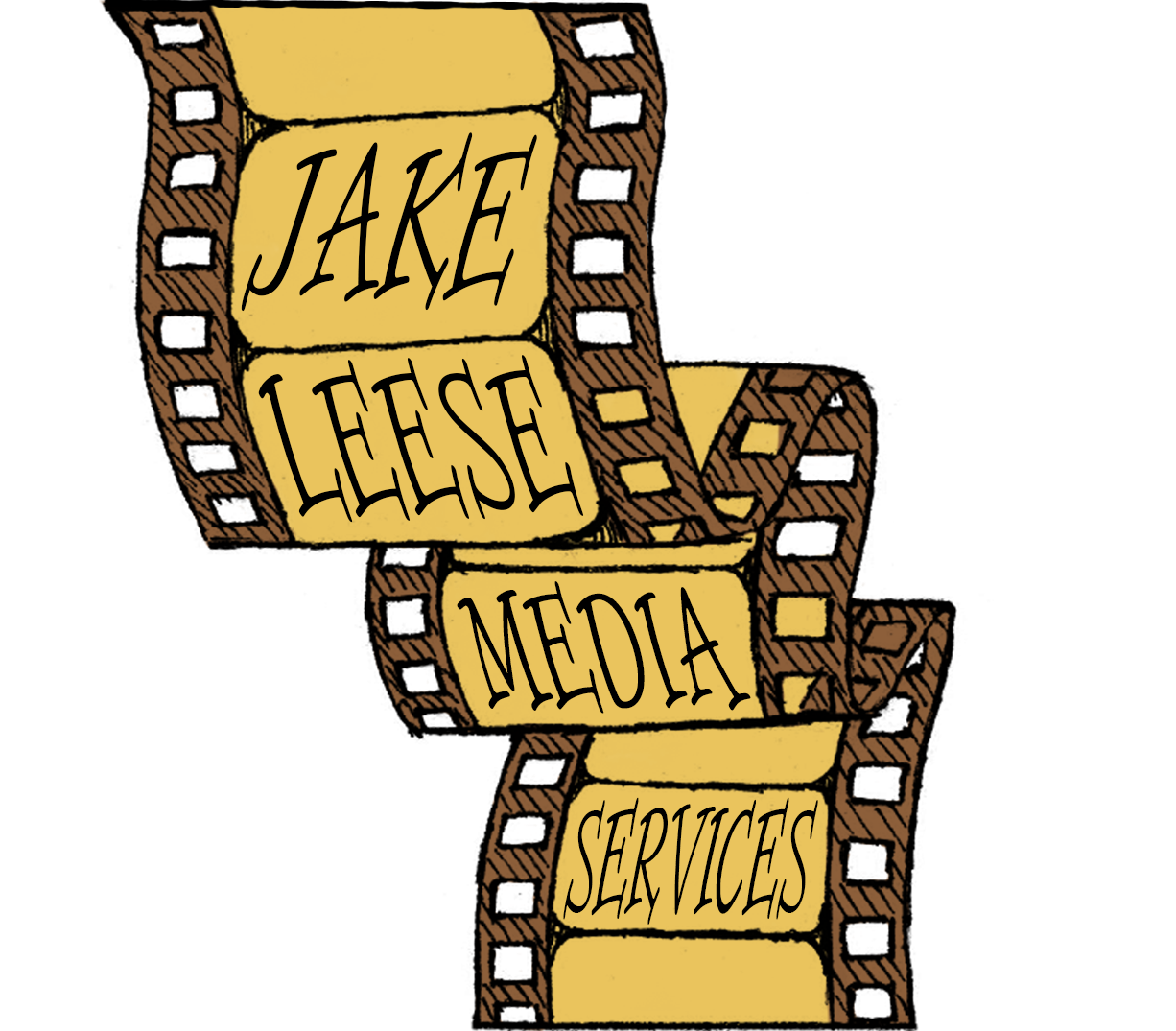 Jake Leese Media Services logo featuring a vintage film strip design